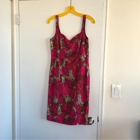 Vintage magenta floral dress - Picture 2 of 5